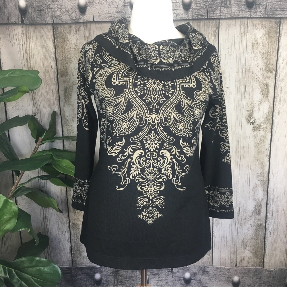 NWT Soft Surroundings Black Cowl Neck Sweater Petite M